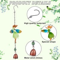 1 x Brand New GORGECRAFT 3D Fairy Metal Wind Chimes Green Angel Wind Bells Hanging Chime Fairies Figures for Women Home Patio Porch Garden Indoor Outdoor - RRP €20.4