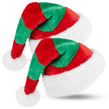 2 x Brand New SATINIOR 2 Christmas Hats in Red Green Unisex Plush Christmas Beanies Funny Santa Hat Christmas Elf Hat for Adults Novelty Decorations Party Supplies - RRP €28.72