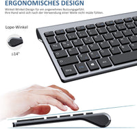 1 x RAW Customer Returns GALENMORO Keyboard Mouse Set Wireless - USB QWERTZ German Wireless Keyboard Mouse Ergonomic Keyboard Wireless Keyboard Mouse for Computer PC Laptop Smart TV Windows - Black - RRP €37.95