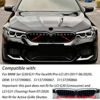 1 x RAW Customer Returns Hengjiayao G30 Grille G31 Kidneys Black suitable for BMW 5 Series G30 G31 Grill Kidneys Black 2017-2020 Grill Gloss Black Double Bar Sport Grille For 5 Series G30 2017-2020  - RRP €57.47