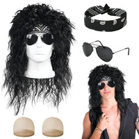 1 x Brand New Umllpet Men s mullet wig, 80s rocker costume men s rocker costume punk costume punk gothic rocker kit punk rock star costume disco for carnival Cologne carnival 2024 masquerade cosplay - RRP €19.2