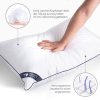 1 x RAW Customer Returns Pillow 70 cm set of 2 - Anti-dust mite pillow, fiber filling, non-deformable, hygienic, breathable, double cover, Silk Touch 40x70cm - Napping Panda - RRP €39.66