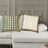 1 x Brand New showyond cushion cover 45x45 green velvet luxury style, cushion covers 45 x 45 set of 2, geometric pattern cushion cover 45x45 green, premium soft decorative cushion living room, grid vintage sofa cushion covers - RRP €20.4