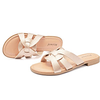 1 x RAW Customer Returns Ataiwee Women Slide Sandals - Casual Summer Ladies Sandals with Cross Straps 2307013,GD MF,39  - RRP €29.99