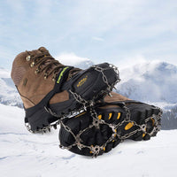 3 x Brand New Non-Slip Ice Crampons, Stainless Steel, with Solid Silicone Gel Cover, Equipped with 19 Teeth, Great for Skiing, Ice and Snow - By EnergeticSky L, Black  - RRP €55.98