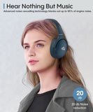 1 x RAW Customer Returns INFURTURE Blue Headphones Active Noise Cancellation Noise Cancelling Headphones Wireless Bluetooth 5.0, Over Ear with Microphone, Fast Charge, 40 Hours Work, for TV, Cell Phones - RRP €21.6