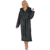 1 x RAW Customer Returns CelinaTex Samos Bathrobe Hooded Uni Long Side Pockets Ladies Gentlemen Unisex Sherpa Fleece S Anthracite - RRP €36.97