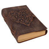 1 x RAW Customer Returns Leather Diary, Lined Notebook - MOONSTER Women s Diary with Embossed Heart, Small Medium Width Lined Notebook 18x13cm - Kraft Paper - 400 Pages - Inspirational Gift for Women - RRP €24.95