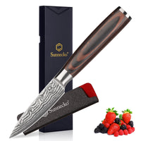 1 x RAW Customer Returns Sunnecko 9cm vegetable knife, paring knife, fruit knife, kitchen knife - small kitchen knife, chef s knife, stainless steel all-purpose knife with pakka wood handle in gift box, Chang series fruit knife - RRP €27.99