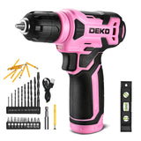 1 x RAW Customer Returns DEKO 8V Cordless Drill, Drill Bit Set with 3 8 Keyless Chuck, 42pcs Accessories, Built-in LED, Type-C Charging Cable, Pink Drill for Drilling and Tightening Loosening Screws - RRP €29.23