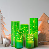 6 x Brand New Eywamage Clear Glass Flameless LED Candles with Remote Control, Real Wax Battery Pillar Candles Set of 5 - RRP €122.4