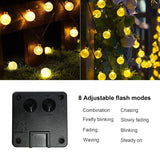 1 x RAW Customer Returns LQWELL Solar Fairy Lights Outdoor, Solar Chain Light Crystal Balls 100LED 16M 55FT IP44 8 Modes Fairy Lights for Outdoor Indoor Waterproof Garden Patio Balcony Wedding Window Warm White  - RRP €20.11