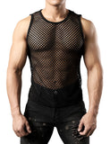 1 x RAW Customer Returns Jogal Men s Sleeveless Mesh Undershirt, Black, L - RRP €23.18