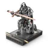 1 x RAW Customer Returns HDMbigmi King s Guard Cape Warrior Knight Pen Holder Statue Ornament Metal Sword Paperweight Paper Opener for Office Home Silver  - RRP €52.88