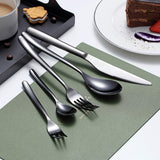 1 x RAW Customer Returns 30 Piece Black Cutlery Set, Stainless Steel Black Cutlery Set, Titanium Plated Black Cutlery Set, Black Utensil Set Serving Set for 6 Gloss Black  - RRP €38.09