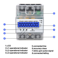 1 x RAW Customer Returns Electricity meter 3-phase 4-wire calibrated three-phase meter 230 400V 5-100A, LCD digital electricity meter three-phase meter top hat rail for DIN top hat rail intermediate meter electricity 3-phase 4-wire  - RRP €30.24