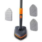 2 x RAW Customer Returns Scrubber with handle 4-in-1, bathroom cleaning brush, includes scrubbing brush, 2 sponge cloths and microfiber cloths, 142 cm telescopic tile brush, for cleaning bathtubs, floors, surfaces, gaps. - RRP €39.98