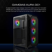 1 x RAW Customer Returns Zeus GAMDIAS ATX Mid Tower Gaming PC Case with Side Tempered Glass, 4 x 120mm ARGB Case Fans and Sync with 5V RGB Motherboard - RRP €53.44