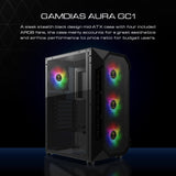 1 x RAW Customer Returns GAMDIAS AURA GC1 Gaming PC Mid-Tower ATX Case with Side Tempered Glass, 4 x 120mm ARGB Fans and Sync, 5V RGB Motherboard, Front Panel - RRP €56.84