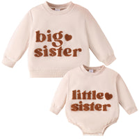 1 x RAW Customer Returns Big Sister Little Sister Matching Outfits Big Sister Sweater Sweatshirt Lil Sis Long Sleeve Romper for Girls Baby, Beige Big Sis, 2-3 Years - RRP €24.0