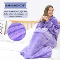 1 x Brand New FUSSEDA Oversized Wearable Blanket Sweatshirt, Super Thick Warm Sherpa Fleece Blanket Hoodie with Pockets and Sleeves for Adults and Kids - RRP €45.99