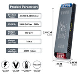 1 x RAW Customer Returns 24V power supply transformer 230V to 24V, BRIMETI 400W LED driver switching power supply LED transformer 16.6A AC 230V to DC 24 Volt, compact extremely thin constant voltage low-voltage transformer for LED lamps - RRP €24.99