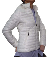 1 x RAW Customer Returns Jacket 100 grams Lightweight Lined Fitted Eco-friendly Down Quilted Hood Mid-Season Women Girls Fashion L, White  - RRP €47.63