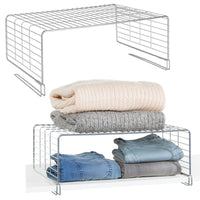 1 x RAW Customer Returns mDesign set of 2 wire baskets for the wardrobe - modern closet organizer with 2 levels for clothes storage made of metal - all-purpose basket for bedroom, kitchen, hallway and office - silver - RRP €38.58