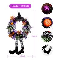 1 x RAW Customer Returns YUET Halloween wreath, Halloween decoration garden witch, 2023 witch legs, decoration wreath for front door, witch wreath for hanging, welcome wreath, Halloween decorations, witch wreath decorative - RRP €16.49