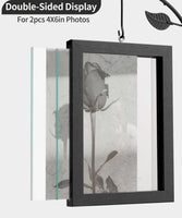 1 x RAW Customer Returns Afuly Picture Frame 10x15 Wooden Double Glass Black Modern Photo Frame with Vase and Metal Tree for 2 Photos Family Friend Birthday Festival Gifts for Mom Grandma - RRP €24.19