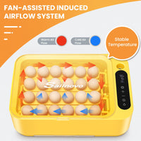 1 x RAW Customer Returns Automatic 24 Egg Incubator with Digital Display, LED Lighting, Automatic Egg Turning, External Water Addition, Efficient and Intelligent Temperature and Humidity Control Yellow - RRP €99.82