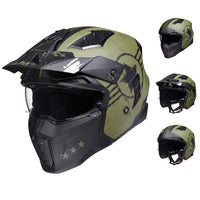 1 x RAW Customer Returns ILM Helmet Motorcycle Motocross Men Women Vintage Retro with Visor ECE Model Z302, Army Green, M - RRP €168.42