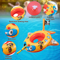 1 x RAW Customer Returns Inflatable boat for children with 2 water pistols with a long range, swimming ring for children, swimming ring for children, pool air mattress, water swimming aid for children, water toy for children, swimming animal- RRP €23.83