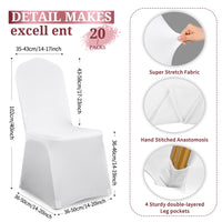 1 x RAW Customer Returns Showgeous 20 Pieces Chair Covers White Polyester Spandex Lycra Stretch Chair Covers Dining Room Wedding Chair Covers Universal Washable Chair Covers for Wedding Party Banquet Decoration - RRP €64.99