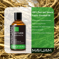 1 x Brand New MAYJAM Vetiver Essential Oil 30ML, Vetiver Oil for Diffuser, Humidifier, DIY, Home Wardrobes - RRP €10.07