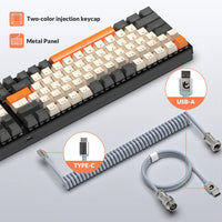 1 x RAW Customer Returns K3 Pro Wired Ultra Compact Mechanical Keyboard 98 Keys RGB Backlit LED Click Blue Switch USB Coiled Cable Type-C to USB-A TPU Spring Cable Detachable Metal Aviation Plug - RRP €58.02