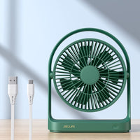 1 x RAW Customer Returns JISULIFE USB Fan, Quiet Table Fan with 4 Speeds, Portable Small Table Fans with Unique Design for Home Office Bedroom, Strong Airflow, 330 Rotate-Green - RRP €20.99