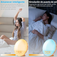 1 x RAW Customer Returns Wake Up Light Wake Up Light, Sunrise and Sunset Simulation Alarm Clock, Touch Screen Wake Up Light with 2 Alarms 20 Colored Lights 12 Color Modes 5 Natural Sounds Night Lights - RRP €36.68