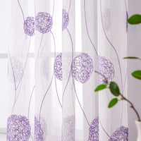 1 x RAW Customer Returns MIULEE Modern Living Room Curtains with Embroidery with Hydrangeas, Translucent Bedroom Curtains 2 Pieces with Eyelets, Decorative Curtains for Bedroom Windows 2X W 140 x L 245 cm, Purple Flowers  - RRP €32.71