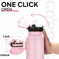 1 x RAW Customer Returns GOPPUS 750ml 24oz Stainless Steel Water Bottle with Straw 0.75 Liter Hot Water Bottle Double Wall Steel Water Bottles Insulated Water Bottles Leak Proof Cold Water Bottle Adults - RRP €19.49