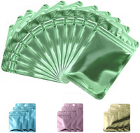 1 x RAW Customer Returns Rimiko 100 Pieces Foil Ziplock Bags, Clear Resealable Zipper Bags, Small Mylar Bags for Storing and Packaging Items Metallic Green, 8x13cm  - RRP €9.77