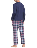 1 x RAW Customer Returns MoFiz Men s Long Pajamas Winter Soft Warm Sleepwear Long Sleeve Pajama Top and Plaid Pajama Pants with Pockets Navy Blue EU XL - RRP €34.99