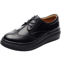 1 x RAW Customer Returns ANUFER Women Genuine Leather Elegant Brogue Derby Lace Up Platform Sports Shoes Black SN02406 EU38 - RRP €46.82