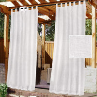 1 x RAW Customer Returns LINFKY Outdoor Curtains, Removable Sticky Tab Top for Easy Hanging and Unwinding, Waterproof Outdoor Porch with White Curtains Indoor Deck Outdoor, 2 Panels 2X 132x240 cm, White  - RRP €43.36