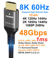 1 x RAW Customer Returns Ubluker 10K 8K 4K HDMI Cable 48Gbps 7.5M, Certified Ultra High Speed HDMI Cable 4K 240Hz 144Hz 8K60Hz 0.01ms HDR10 ARC eARC HDCP2.3 Netflix Roku TV PC Monitor Projector PS5 Xbox - RRP €27.5