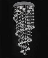 1 x RAW Customer Returns A1A9 Elegant Spiral Crystal Chandelier, Clear K9 Crystal Raindrop LED Ceiling Lights, Chrome Flush Mounted Pendant Lamp for Living Room Dining Room Hallway Staircase Foyer D40cm H80cm - RRP €105.99