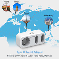 1 x RAW Customer Returns TESSAN travel adapter for England, adapter England Germany plug with 2 USB, travel plug type G travel adapter UK, 3-way socket adapter England, UK adapter to EU, adapter UK Euro plug - RRP €11.89