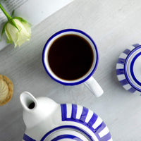 2 x RAW Customer Returns City to Cottage - Ceramic XXL mug 500 ml Coffee mug Blue and white striped Handmade Ceramic tableware Large cup - RRP €46.9