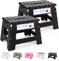 1 x RAW Customer Returns HOUSE DAY 22cm Folding Step Stool 2 Pieces - Foldable Stool Children s Folding Chair, Folding Stool Folding Stool Children s Footstool Black  - RRP €22.61