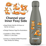 1 x RAW Customer Returns Proworks stainless steel drinking bottle 24 hours cold and 12 hours hot - vacuum water bottle - insulated bottle for sports, running, cycling, yoga and camping - 750ml - heavenly - fox yoga - grey - RRP €24.29